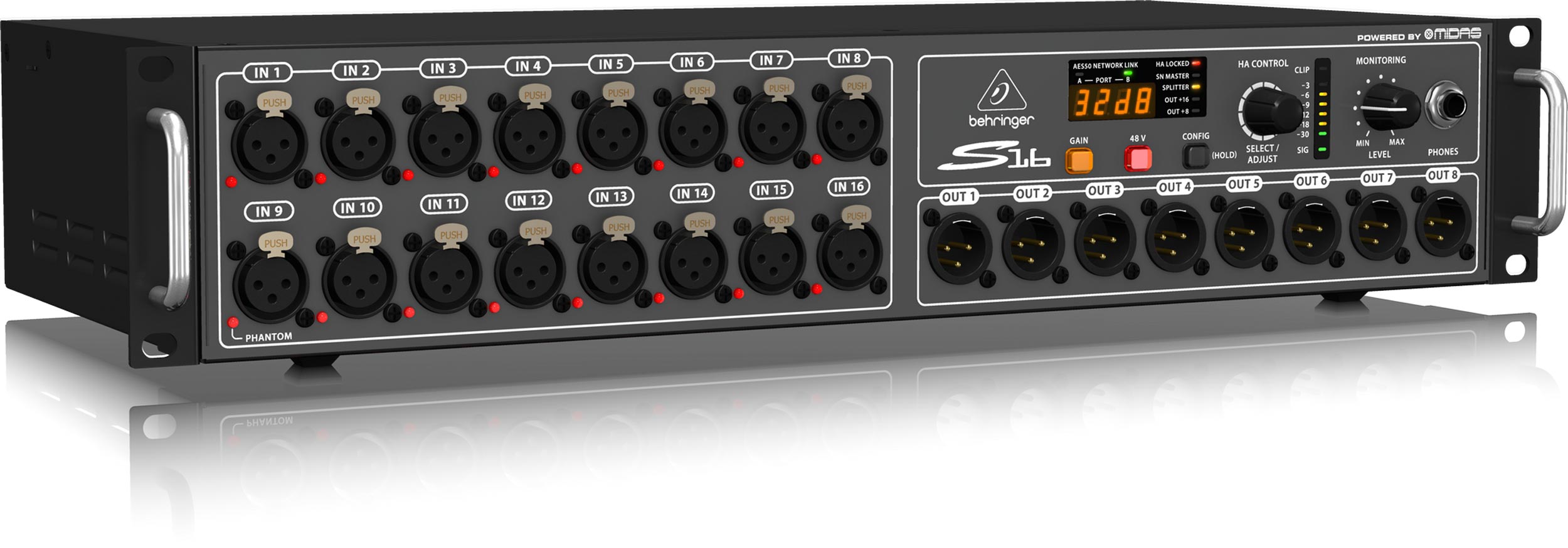 BEHRINGER S16 Digital Snake IO Box with 16 RemoteControllable MIDAS