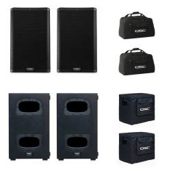 2 K10.2 Powered Speakers + 2 QSC KS112 Subwoofers with Free Covers Bundle