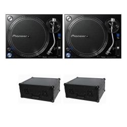 2 PIONEER DJ PLX-1000 Turntable + 2 FREE PROX Black Road Case Bundle