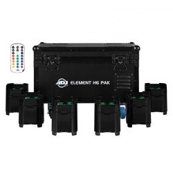 ADJ Element H6 PAK 6 Battery Powered RGBAWUV LED Uplight with Charge Case and Remote