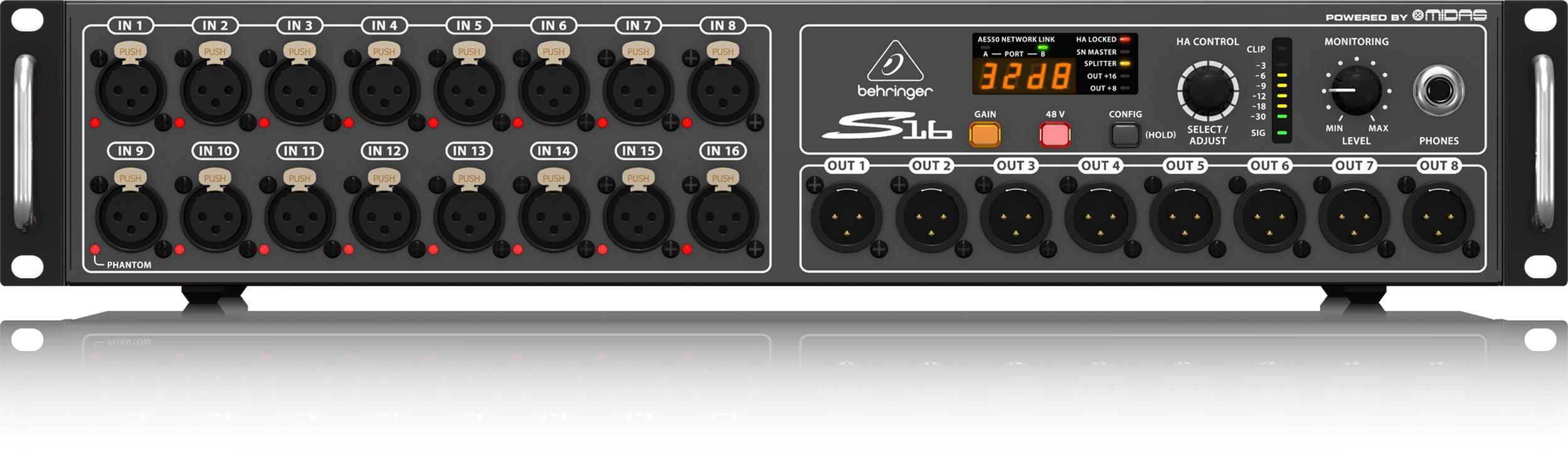 BEHRINGER S16 Digital Snake I-O Box with 16 Remote-Controllable MIDAS ...