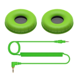 Pioneer DJ HC-CP08-G Coiled Cable and Green Ear Pads for HDJ-CUE1