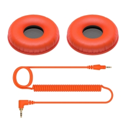 Pioneer DJ HC-CP08-M Coiled Cable and Orange Ear Pads for HDJ-CUE1
