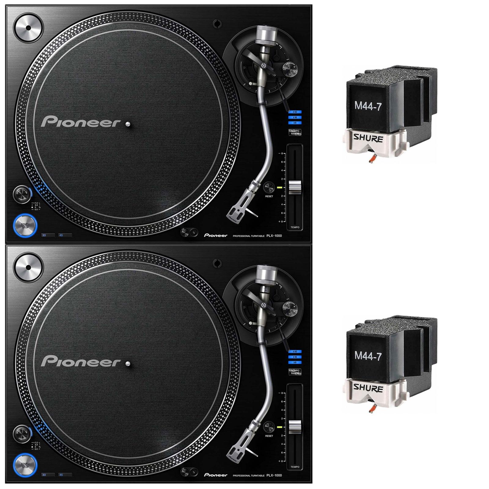 (2) Pioneer PLX1000 Turntable Bundle with free Shure M447 Needles