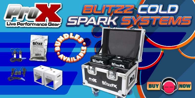 ProX Blitzz DMX Compact Cold Spark Machine Set Saving with Rolling Case and Free Spark Powder  