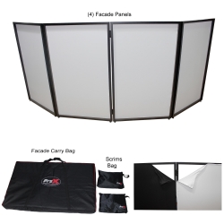 PROX XF-4X3048B MK2 4 Panel DJ Facade Black Collapse and Go Facade Panels with Carry Bag