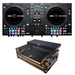 RANE ONE Serato DJ Pro Controller plus Black/Gold Flight Case With Laptop Tray Bundle