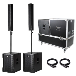 RCF EVOX 12 Bundle with Two Vertical Arrays + Rolling Road Case and XLR Cables