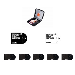 5 SERATO Black Vinyl + Butter Rugs (White & Black) Bundle with Vinyl Record Organizer