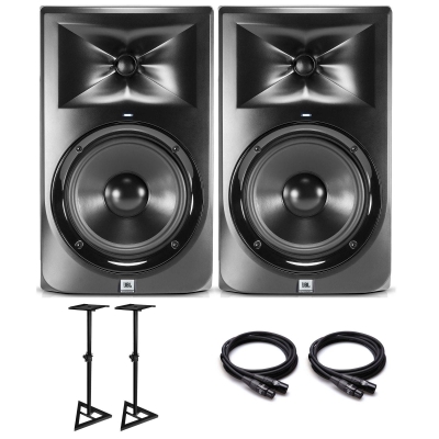 JBL LSR308 Studio Monitor Bundle with Free Monitor Stands and Pro XLR Cables