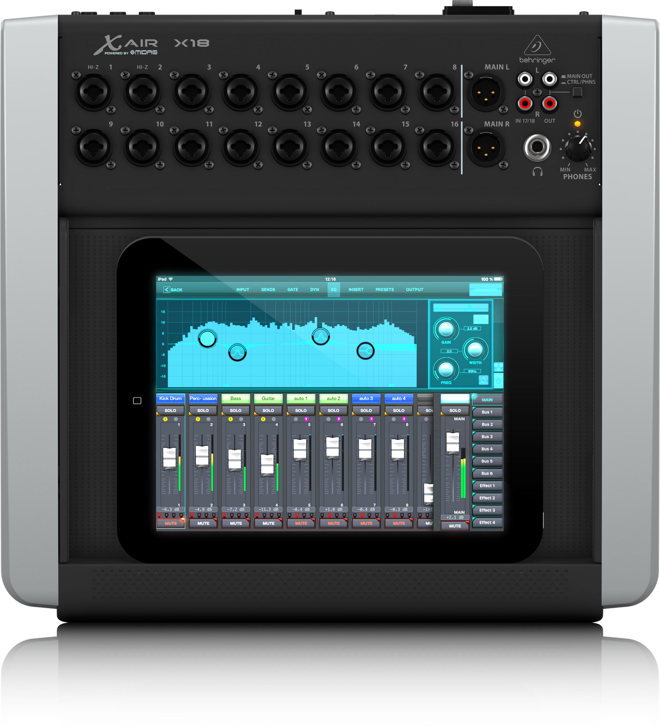 BEHRINGER X AIR X18 18-Channel 12-Bus Digital Mixer for iPad-Android ...