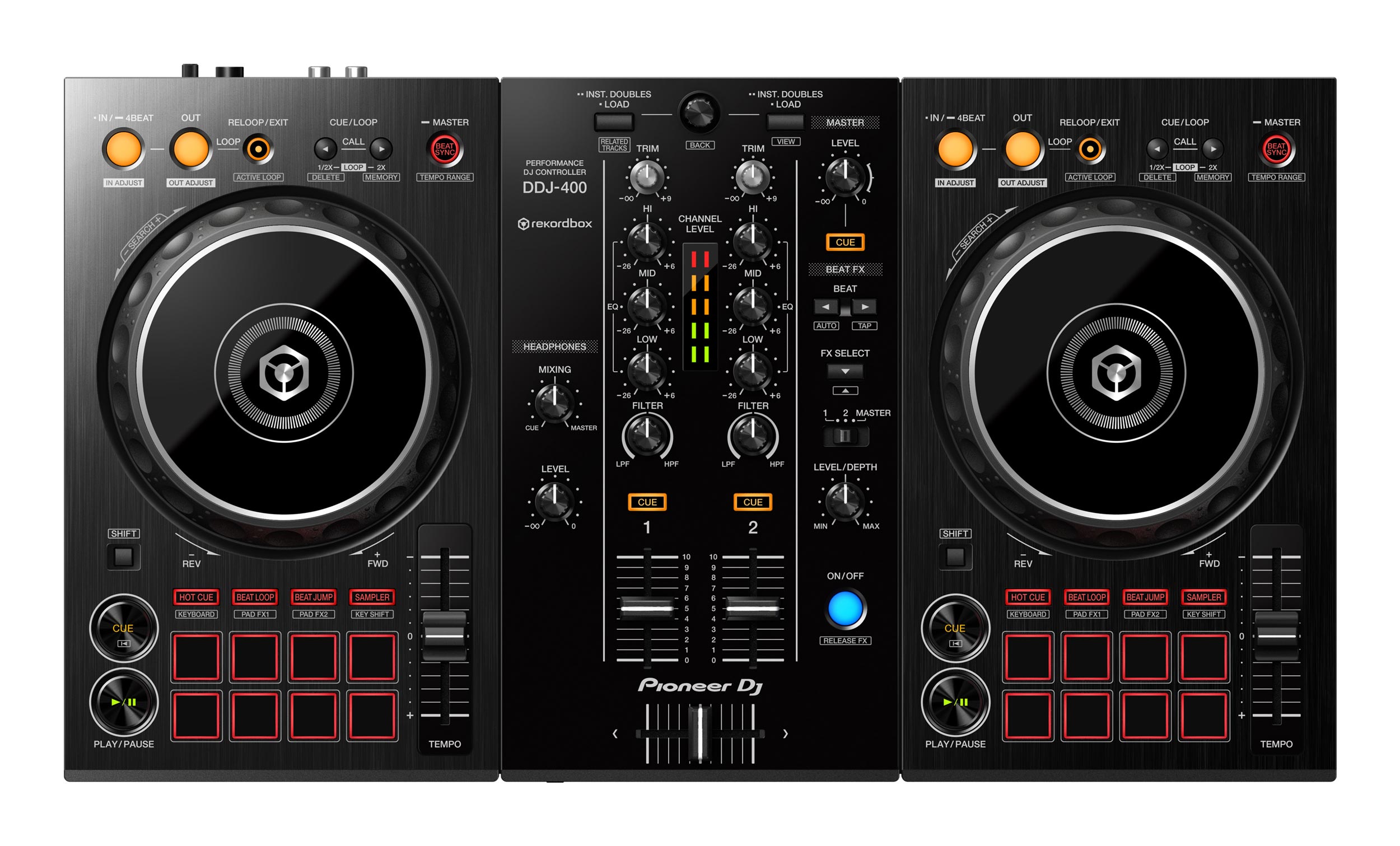 PIONEER DJ DDJ-400 Two-Channel Compact Rekordbox DJ Controller | agiprodj