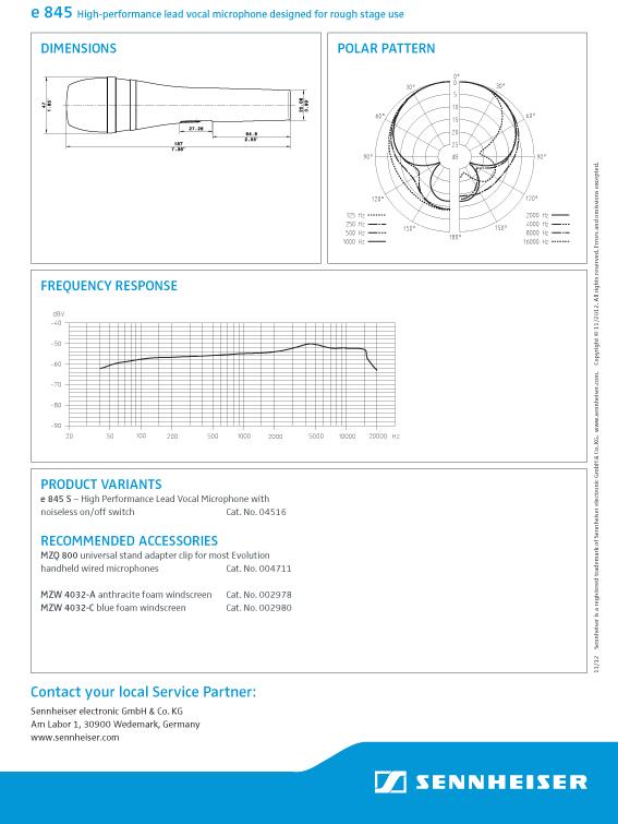 SENNHEISER e845S | Evolution Supercardioid Dynamic Microphone | agiprodj