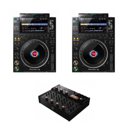 2 Pioneer DJ CDJ-3000 Multiplayer with AlphaTheta Euphonia Mixer Bundle