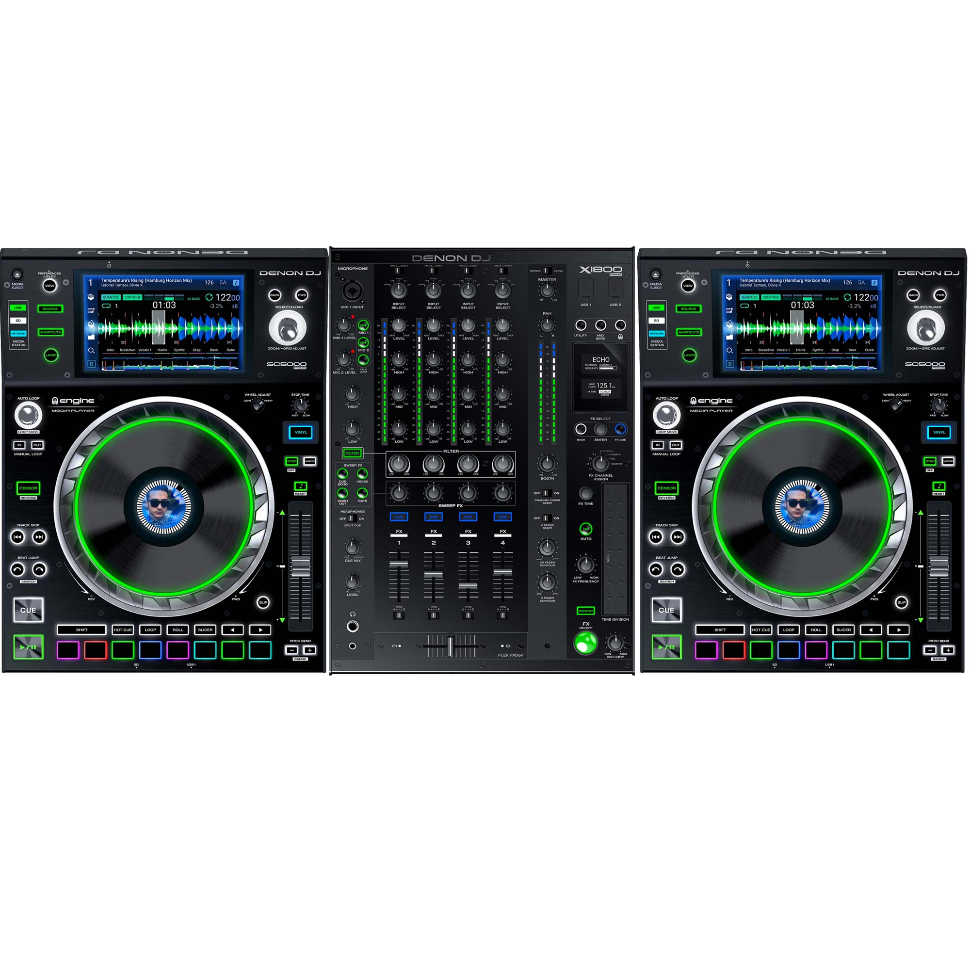 DENON DJ SC5000 X1800 COMPLETE PRIME SYSTEM | 2 x SC5000 1 x X1800 | agiprodj