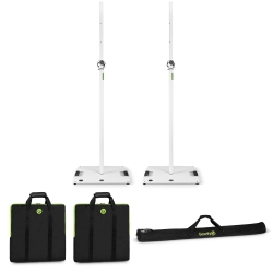 GRAVITY 2 x GLS431W Lighting Stand Bundle with Flat Square Base plus Carrying Bags in WHITE