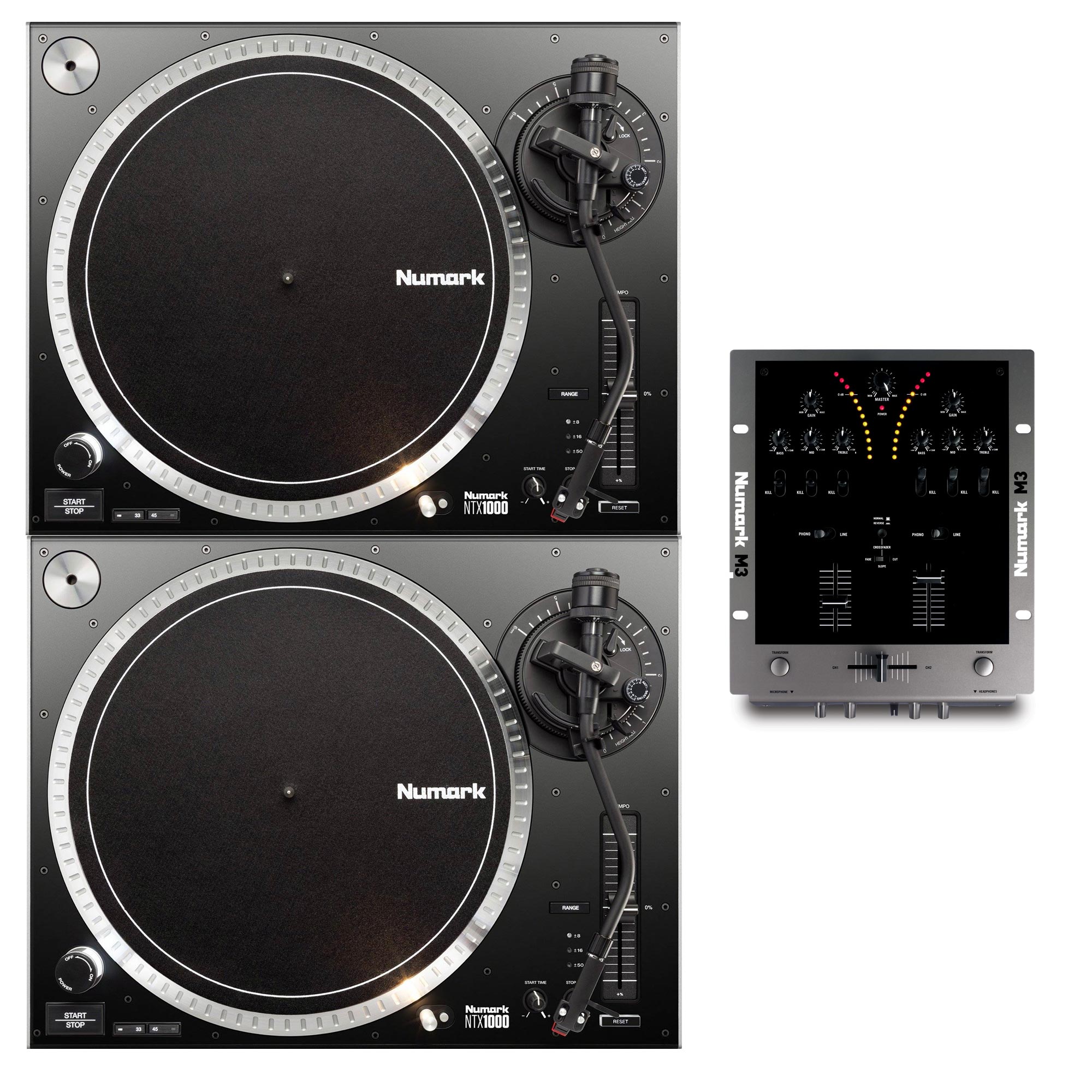 NUMARK DJ BUNDLE - 2 NTX-1000 Turntables + 1 M3 2-Channel Mixer | agiprodj