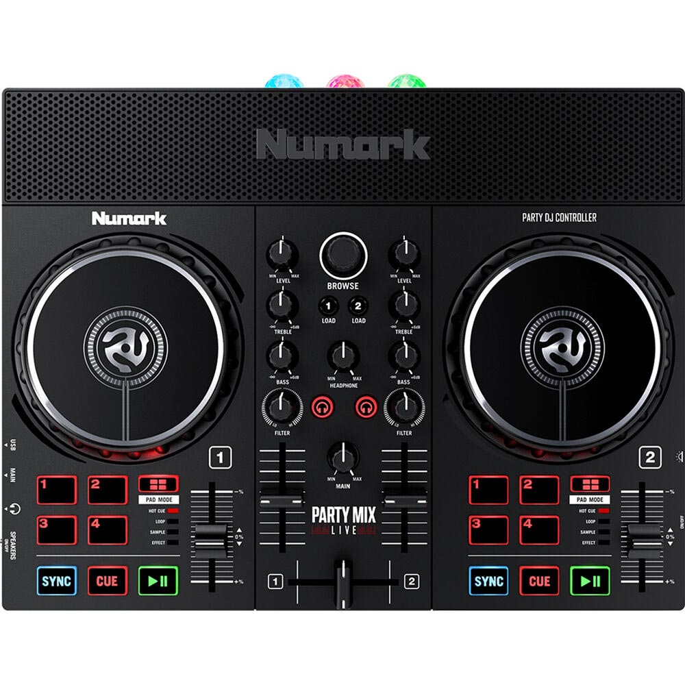 NUMARK PARTY MIX LIVE DJ Controller with Built-In Light Show and Speakers