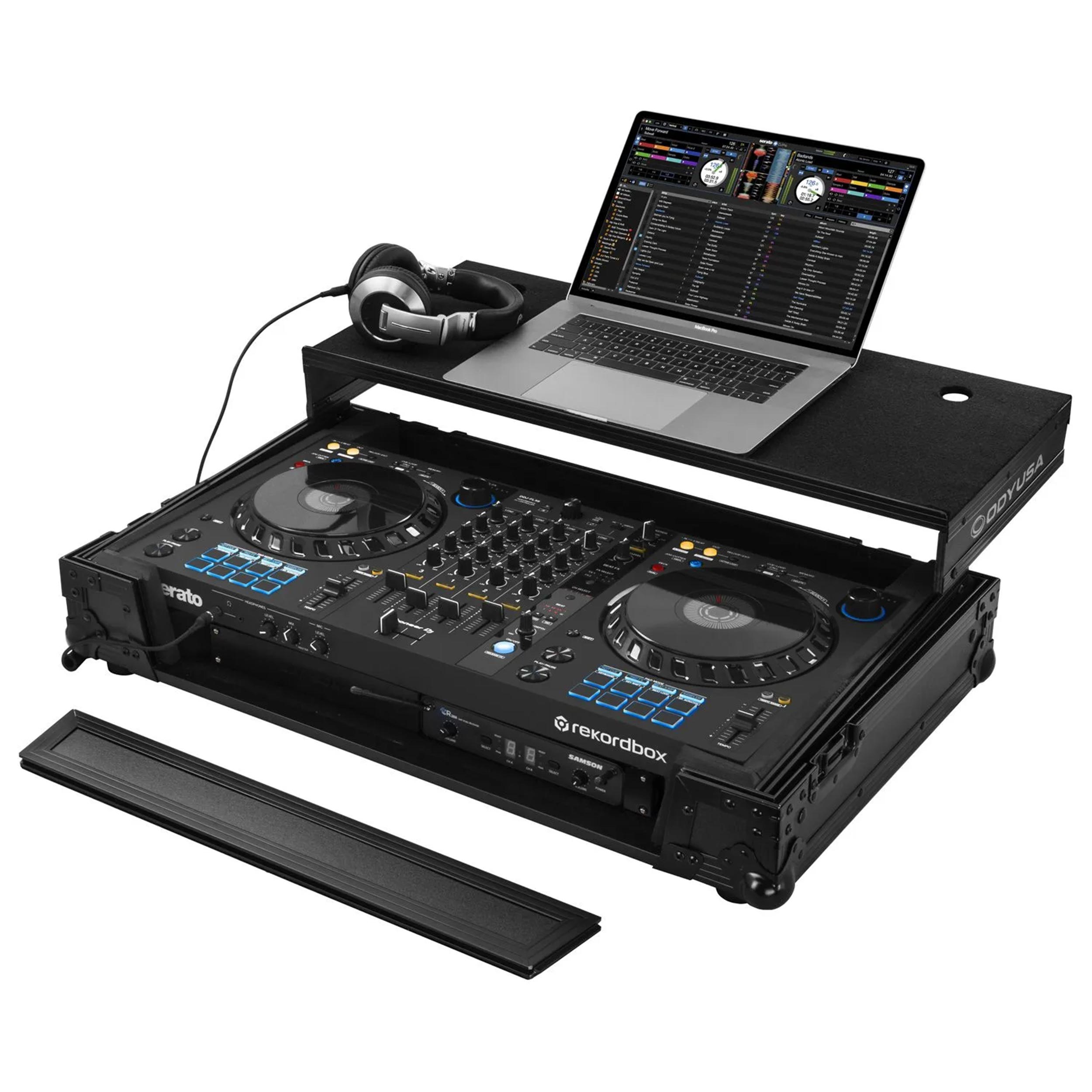 Pioneer DDJ-FLX6 ATA 1U Flight Case in Black with Glide Laptop Platform