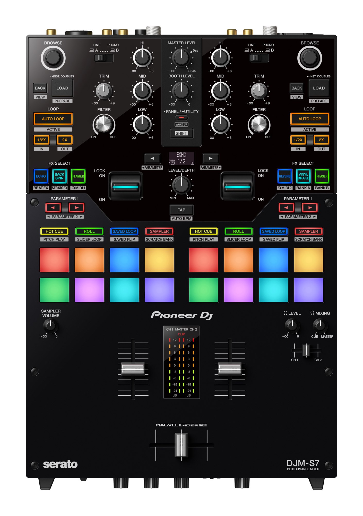 DJM-S7 2-Channel, Scratch Style, Battle, Bluetooth-Enabled DJ Mixer