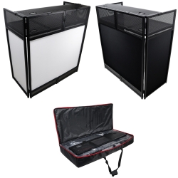 ProX XF-VISTA BL MK2 VISTA DJ Booth Facade Table Station Black Frame with Scrim kit and Padded Travel Bag