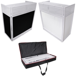 ProX XF-VISTA WH MK2 VISTA DJ Booth Facade Table Station White Frame with Scrim kit and Padded Travel Bag