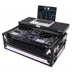 PROX XS-RANEONE WLTWH Flight Case For RANE ONE Dj Controller White on Black with Sliding Laptop Shelf and Wheels