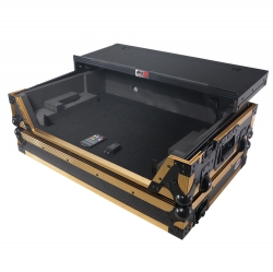 ProX XS-RANEONE WLT FGLD Flight Case For RANE ONE Dj Controller with Sliding Laptop Shelf and Wheels Gold on Black