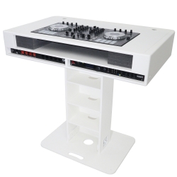 ProX XZF-DJCTW2UCASE White DJ Podium Stand with Two 1U Rack Spaces & Travel Cases