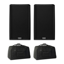 2 QSC 12.2 Powered Speakers + 2 Tote Bags Bundle