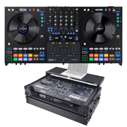 Rane FOUR Serato DJ Controller Bundle with Black ProX Laptop Shelf Road Case