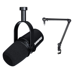 SHURE MV7-K Microphone Headliner Sierra Boom Stand Bundle