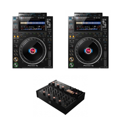 2 Pioneer DJ CDJ-3000 Multiplayer with AlphaTheta Euphonia Mixer Bundle