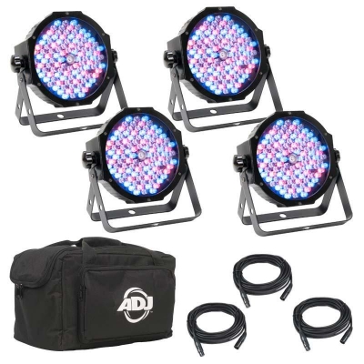 ADJ American DJ MEGA FLAT PAK PLUS LED Par System with Four Mega Par Profile Plus