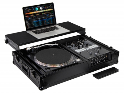 Odyssey FZGS1BM10WBL Universal Single Mixer and Single Turntable Black DJ Coffin with Wheels
