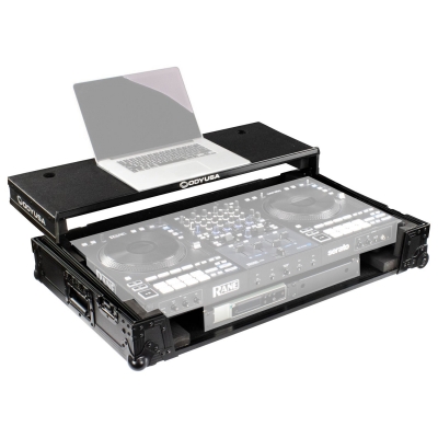 Odyssey FZGSRANE4W1BL Rane Four Black Label 1U Flight Case with Glide Style Laptop Platform