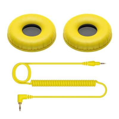 Pioneer DJ HC-CP08-Y Coiled Cable and Yellow Ear Pads for HDJ-CUE1
