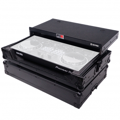 PROX X-DDJREV1LTBL Flight Case for Pioneer DDJ-REV1 Digital Controller Black On Black with Sliding Laptop Shelf