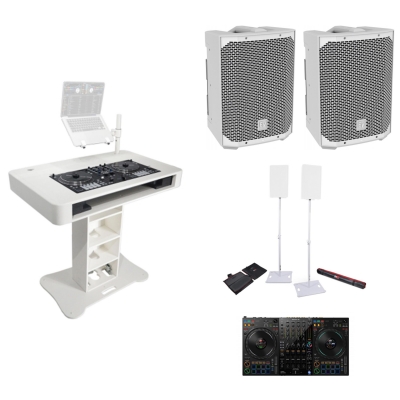ProX XZF-DJCT-W-CASE and 2 EVERSE8-W with X-POLARIS WH and DDJ-FLX10 Bundle